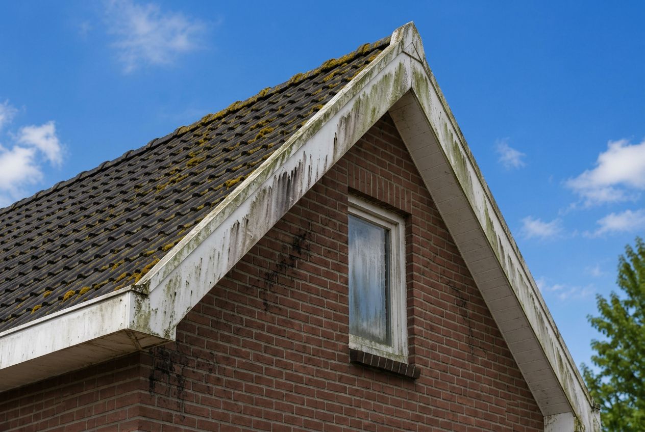 Boeiboorden met groene aanslag en zwarte strepen voor reiniging